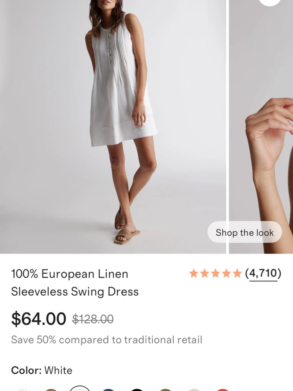 Quince White Sleeveless Pintuck Swing Dress Sz M